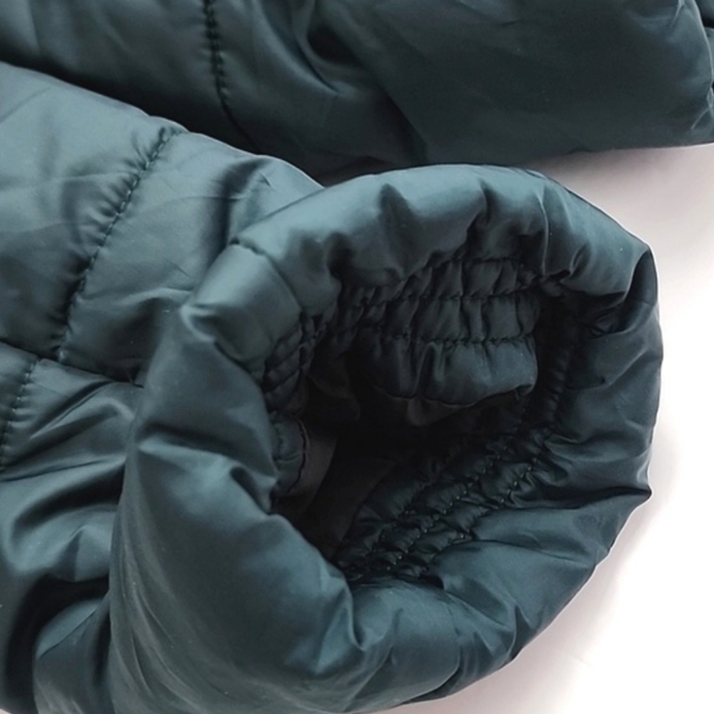 Vero Moda Women's Quilted Winter Emerald Green Jacket Black Faux Fur Collar M - Picture 9 of 14
